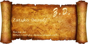 Zatyko Dezső névjegykártya