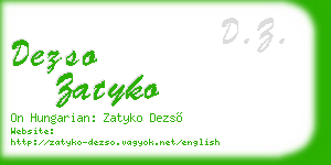 dezso zatyko business card