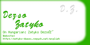 dezso zatyko business card